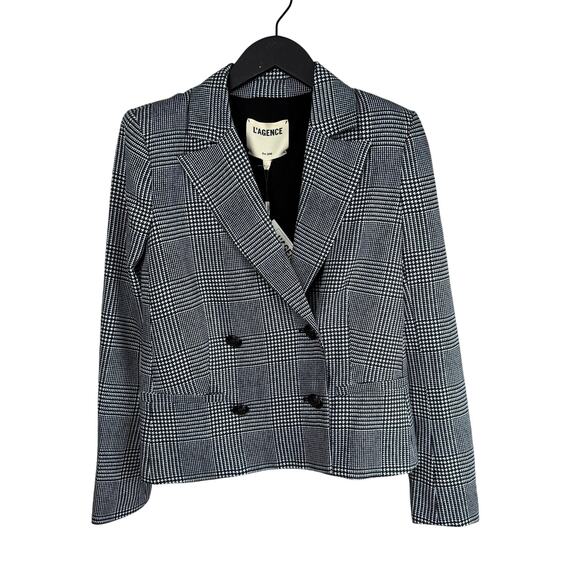 L'AGENCE Atmore Houndstooth Double Breasted Blazer - Picture 6 of 9